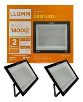 Kit 2 Refletor De Led 200W Holofote Externo de Jardim Branco Frio 6500k Bivolt LLUM Bronzearte