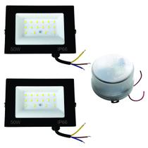 Kit 2 Refletor de Led 50W Branco com Fotocelula bivolt