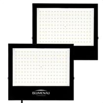 Kit 2 Refletor de LED Slim 100W IP65 4100K Neutro Suave Preto Bivolt Blumenau Iluminação Kit 2 Refletor de LED Slim 100W IP65 4100K Neutro Suave Preto Bivolt Blumenau Iluminação