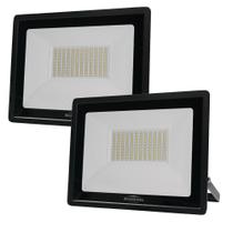 Kit 2 Refletor de Led Slim 100W Prova Dágua Preto Bivolt Kit 2 Refletor de Led Slim 100W Prova Dágua Preto Bivolt