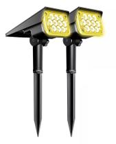 Kit 2 Refletor Ecoforce Solar 6 Leds Ambar Amarelo 10x Mais Forte Spot Jardim 18750 Á Prova De Água Luminária Sem Fio Liga Automaticamente