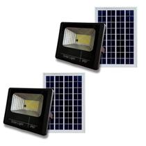 Kit 2 Refletor Holofote Led 100w Painel Placa Solar Completo