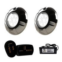 Kit 2 Refletor INOX RGB 9W + Módulo 2 Saídas + Fonte 2A 24W Kit 2 Refletor INOX RGB 9W + Módulo 2 Saídas + Fonte 2A 24W