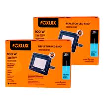 Kit 2 Refletor LED 100W Bivolt, Luz Branca 6.500K Foxlux