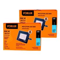 Kit 2 Refletor Led 100w Ip65 Bivolt Foxlux Kit 2 Refletor Led 100w Ip65 Bivolt Foxlux
