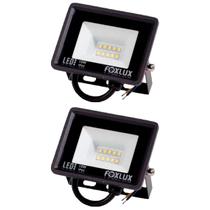 Kit 2 Refletor Led 10W 3000K Preto Bivolt Foxlux Kit 2 Refletor Led 10W 3000K Preto Bivolt Foxlux