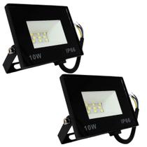 Kit 2 Refletor Led 10w Holofote Frio Bivolt A Prova Dagua