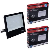 Kit 2 Refletor Led 150w Preto Alumínio Holofote Externo Luz Fria 6500K Prova D'água Ip65