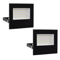 Kit 2 Refletor Led 200w Holofote Bivolt Prova Água Ip66 Frio