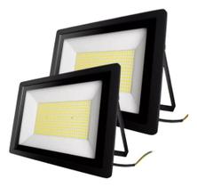 Kit 2 Refletor Led 200w Holofote Bivolt Prova Dagua Smd Frio