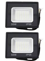kit 2 Refletor Led 50w Holofote bivolt Prova Dágua Ip66 Branco Frio 6000K