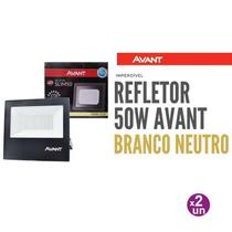 Kit 2 Refletor Led 50w Holofote Branco Neutro 4000k Avant