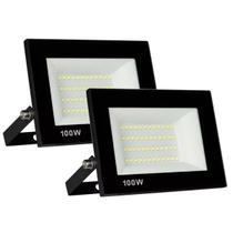 Kit 2 Refletor Led Holofote 100w Prova Dágua Branco Frio