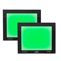Kit 2 Refletor Led Holofote 200w SMD Verde Bivolt Resistente a água Ideal para Jardim Gramado Ornamental Eventos Casa de Shows