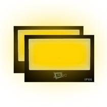 Kit 2 Refletor Led Holofote 300w Branco Quente A Prova D'Agua Bivolt Para Decoração Hotéis Quintais e Lojas