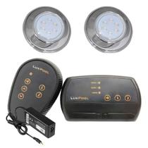 Kit 2 Refletor LED Piscina RGB 9W Inox + Central Compacta.
