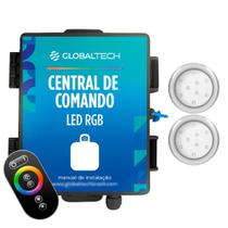 Kit 2 Refletor LED Piscina RGB 9W Inox + Central Touch
