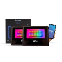 Kit 2 Refletor Led Smart Inteligente Wi Fi 50w RGB Colorido Bivolt Preto Cod: 290318179-2 Neo Avant