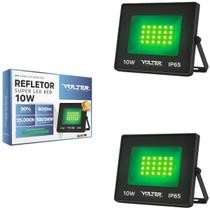 Kit 2 Refletor Led Volter Eco 10w Luz Verde Ip65 Preto Kit 2 Refletor Led Volter Eco 10w Luz Verde Ip65 Preto