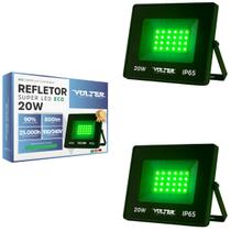 Kit 2 Refletor Led Volter Eco 20w Luz Verde Ip65 Preto Kit 2 Refletor Led Volter Eco 20w Luz Verde Ip65 Preto