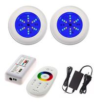 Kit 2 Refletor Para Piscina Luminária Led 6w Rgb + Comando Kit 2 Refletor Para Piscina Luminária Led 6w Rgb + Comando