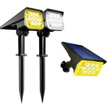 Kit 2 Refletor Solar Ecoforce 10 Leds 200x Mais Forte Amarela Branco Spot Parede Jardim Luminária