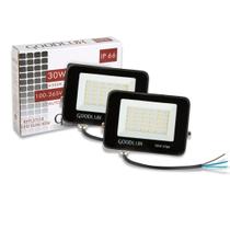 Kit 2 Refletores 30w Goodlux Branco Frio Led 6500k Externo Ip66 Cor Da Carcaça Preto 110v/220v