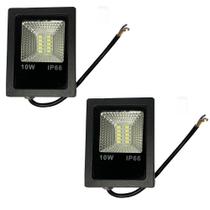 Kit 2 Refletores Holofote Led Smd 10w 6500k Ip66 - Bivolt