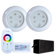 Kit 2 Refletores Led 9w RGB ABS e Comando para Iluminação Piscina