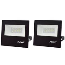 Kit 2 Refletores LED Branco Avant em Alumínio SLIM-20 Bivolt de Sobrepor 6500K - CÓD 259201375