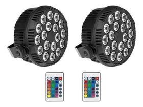 Kit 2 Refletores Led Mini Slim 18 Leds Rgb 3W Efeito Strobo - Luminos