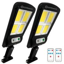 Kit 2 Refletores Luminária Solar LED 200W Sem Fio Com Sensor de Presença e Controle Remoto LKY0033