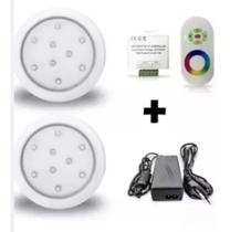 Kit 2 Refletores Rgb 18w + Controladora/ Fonte Para Piscinas