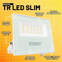 Kit 2 Refletores Taschibra TR LED 20 Branco + Sensor de Movimento e Fotocélula QA26M