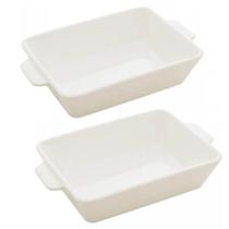 Kit 2 Refratários 23,5x15x5cm Travessa Porcelana Branca com