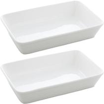 Kit 2 Refratários Línea de Porcelana Branca 29x20x5cm Lyor Travessa para Lasanha