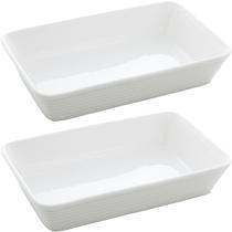 Kit 2 Refratários Línea de Porcelana Branca 29x20x5cm Lyor Travessa para Lasanha