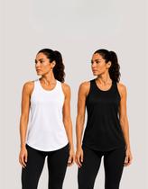 Kit 2 Regata Blusa Feminina Dry Fit Leve Academia Treino Tamanho:GCor:Branco/Preto