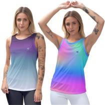 Kit 2 Regata Blusa Feminina Fitness Camiseta Esporte Confortável de Malhar