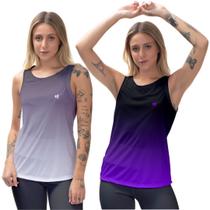 Kit 2 Regata Blusa Feminina Fitness Camiseta Esporte Confortável de Malhar