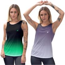 Kit 2 Regata Blusa Feminina Fitness Camiseta Esporte Confortável de Malhar