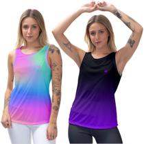 Kit 2 Regata Blusa Feminina Fitness Camiseta Esporte Confortável de Malhar