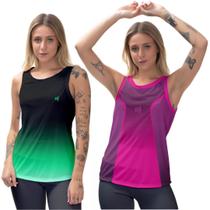 Kit 2 Regata Blusa Feminina Ginástica Pilates Academia Caminhada Tecido Leve