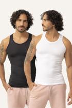 Kit 2 Regata Canelada Masculina Camisa Estilo Americana Básica Justa ao corpo