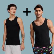 Kit 2 Regata Canelada Masculina Modelo Americano Slim Ribana Justa Hip Hop