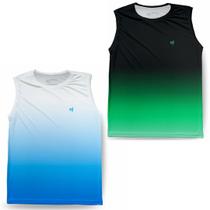 Kit 2 Regata Cavada Camisa Masculina Academia Fitness Dry Corrida Camiseta Evapora suor com Proteção