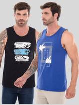 Kit 2 Regata Estampada Masculina 100%algodão