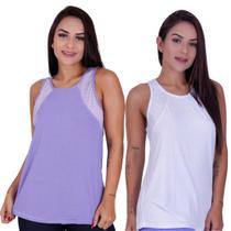 Kit 2 Regata Feminina Academia Blusa Fitness Viscolycra - Time Fitness