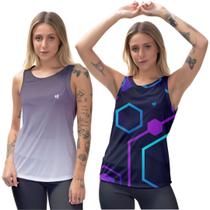 Kit 2 Regata Feminina Academia Confortável de Malhar Ginástica Dry UV50