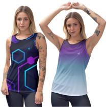 Kit 2 Regata Feminina Cavada Blusa Musculação Caminhada Fitness Dry